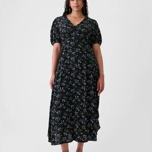 Gap button front Floral Black Dress